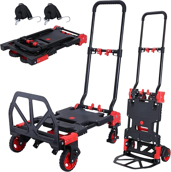 2-in-1 Folding Hand Truck Dolly 330LB Load Carrying, Hand Truck Foldable Dolly by JJSMKCH