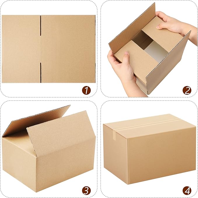 32 Pack 4 Sizes Shipping Boxes Mailers Corrugated Cardboard Box Kraft Mailing - Image 3