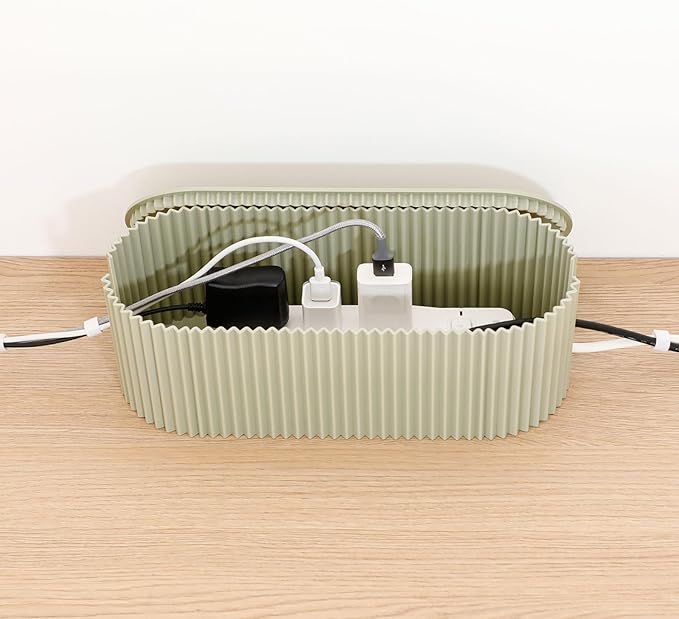 Green Cord Organizer Box, Plastic Cable Management Box - Image 6