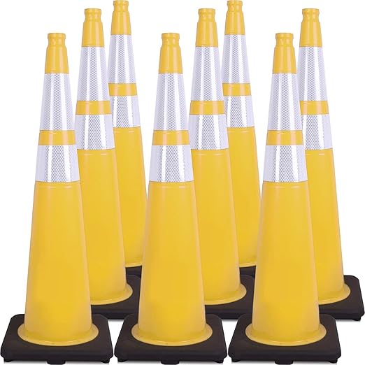 Fluorescent Orange/Green PVC Traffic Cones, Heavy Black Base Parking Lot Cone by OranLite