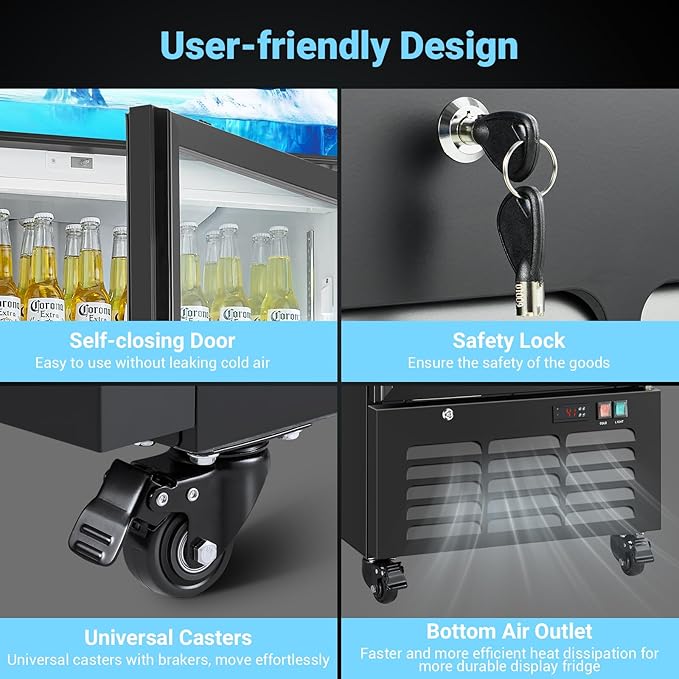 AAOBOSI Commercial Merchandiser Refrigerator, 17.09Cu.Ft Glass Door Display - Image 6