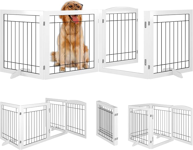 Vantas Folding Pet Gate 96" Wide, Freestanding Wire Pet Gate, Pet Puppy Safety by Vantas