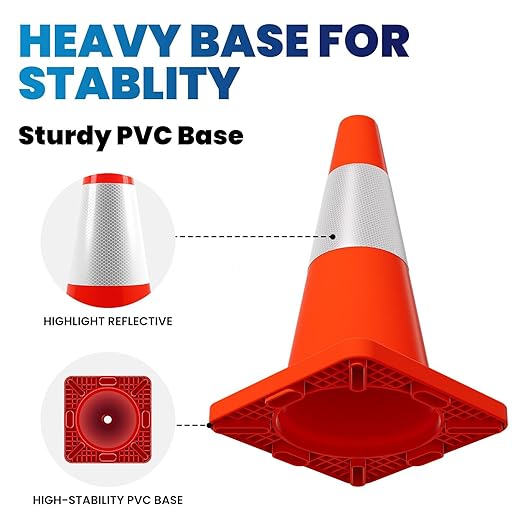 20 Pack 18" Traffic Cones, Parking Lots, Driveway Marking - Image 3