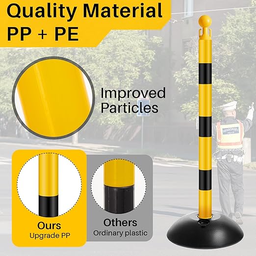 Amylove Plastic Stanchion Post Set, Traffic Warning Line Stanchion Crowd - Image 3