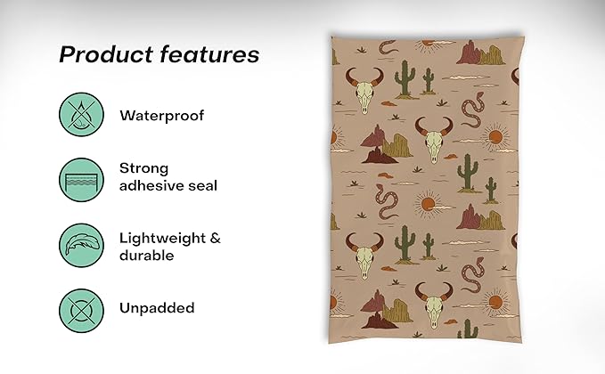 6x9 Poly Mailers – Western Boho – Waterproof, Tear-Resistant Shipping Bags - Image 3