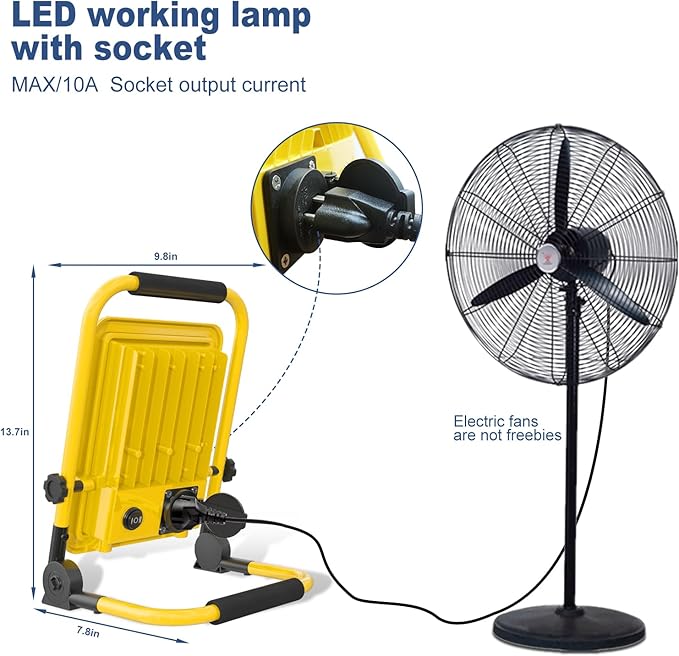 10000LM LED Work Light, 50/80W Patterns Portable Flood Light - Image 3