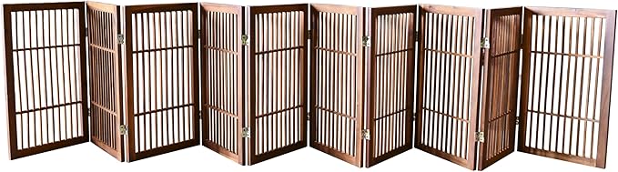 Pet Dog Gate Strong and Durable Freestanding Folding Acacia Hardwood Portable by Urnporium