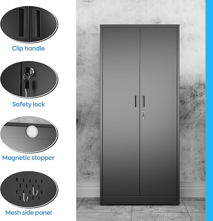 27.55 in Wide Garage Storage Cabinet, Metal Storage Cabinet - Image 3
