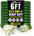 6ft Outdoor/Indoor Extension Cord 3-Outlet 12/3 Gauge Extra Heavy Duty ETL by LifeSupplyUSA