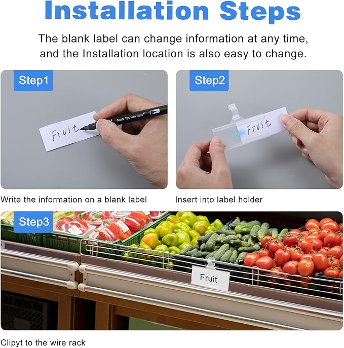 150 Pcs Clear Plastic Wire Shelf Label Holders, Reusable Price Tag Display - Image 5
