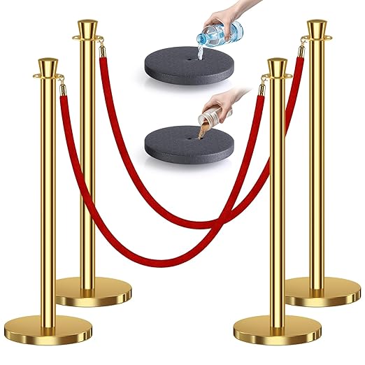 kaiyomi 4Pcs Stanchions with Red Velvet Ropes Set, 5 Feet Velvet Ropes and by KaiyomiCrowdControlSeries
