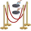 kaiyomi 4Pcs Stanchions with Red Velvet Ropes Set, 5 Feet Velvet Ropes and by KaiyomiCrowdControlSeries