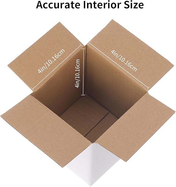 FARRAY Shipping Boxes 4x4x4 inches, 50 Pack Sturdy Kraft Corrugated Small - Image 2