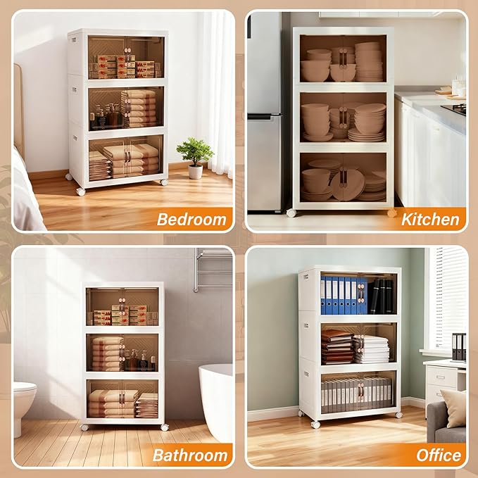 Collapsible Storage Bins with Lids&Wheels-192QT Stackable Plastic Containers - Image 5