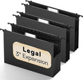 Plastic Legal Hanging File Folders Extra Capacity, Expandable Large Black by NORDUN