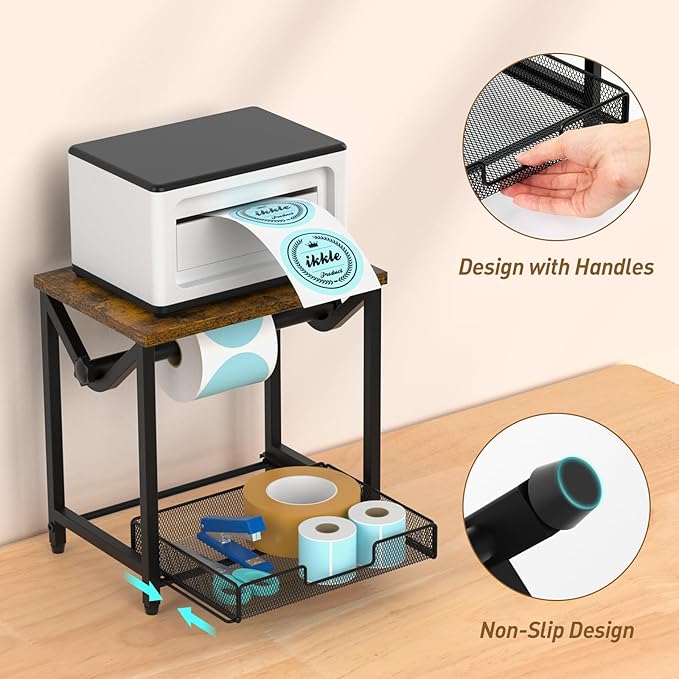 ikkle Label Holder for Rolls and Fanfold Labels, Wooden Thermal Label Holder - Image 4