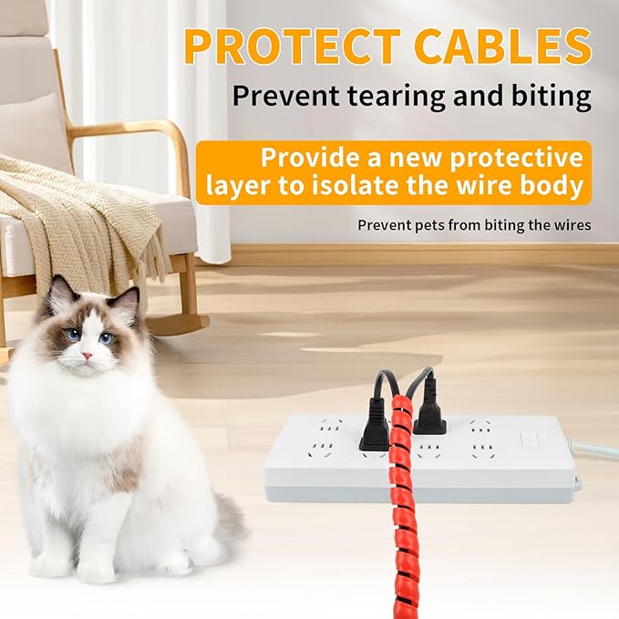 Spiral Cable Wrap, 33ft Wire Protection Sleeve Cover Cable Organizer Pipe - Image 2