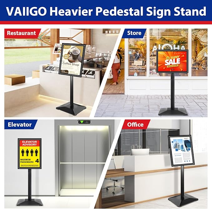 Sign Stand 11x17inch Pedestal Sign Holder Poster Stand 3Packs Adjustable Floor - Image 2