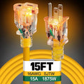 Lighted End Heavy Duty Outdoor Extension Cord Waterproof -16AWG, 3 Prong by Alphatool
