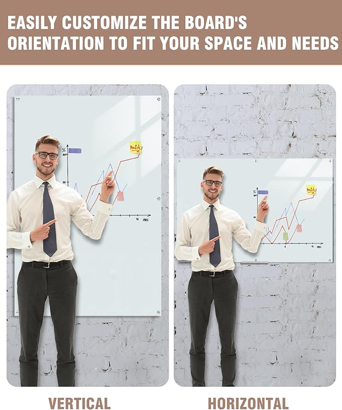 Mifuro Magnetic Glass Whiteboard，72"x48" Wall Mounted Frameless Dry Erase Board - Image 8