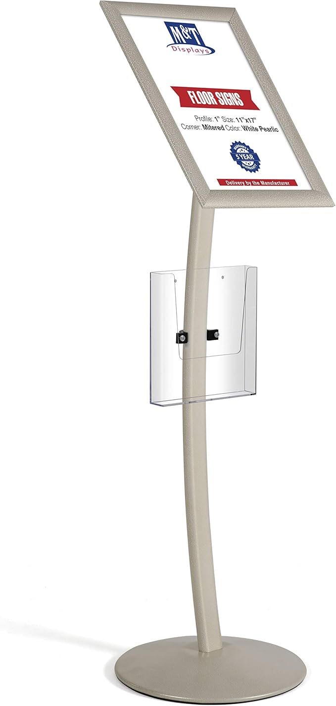M&T Displays Curved Menu Board, 11x17 Inch Pedestal Sign Holder by MTDisplays