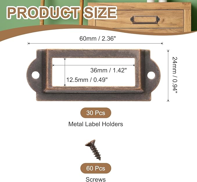 PATIKIL 60x24mm Metal Label Holders - Image 2