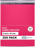 Fuchsia Small Poly Bubble Mailers 6x10 inch #0 | Self Seal Padded Envelopes | by MAILERVIEW