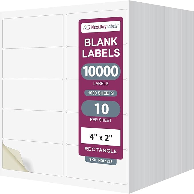 NextDayLabels – 4” x 2” Rectangular Sticker Labels by NextDayLabels
