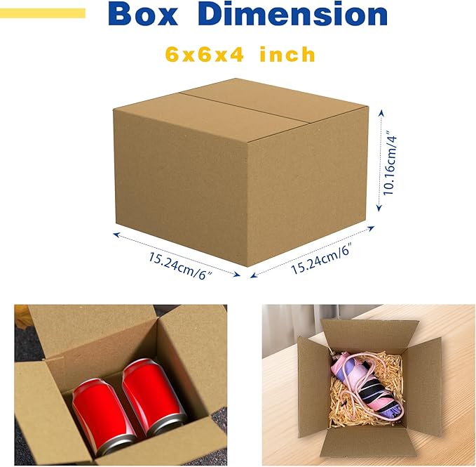 30 Pack 6x6x4 inches Small Shipping Boxes Brown Corrugated Cardboard Boxes - Image 2