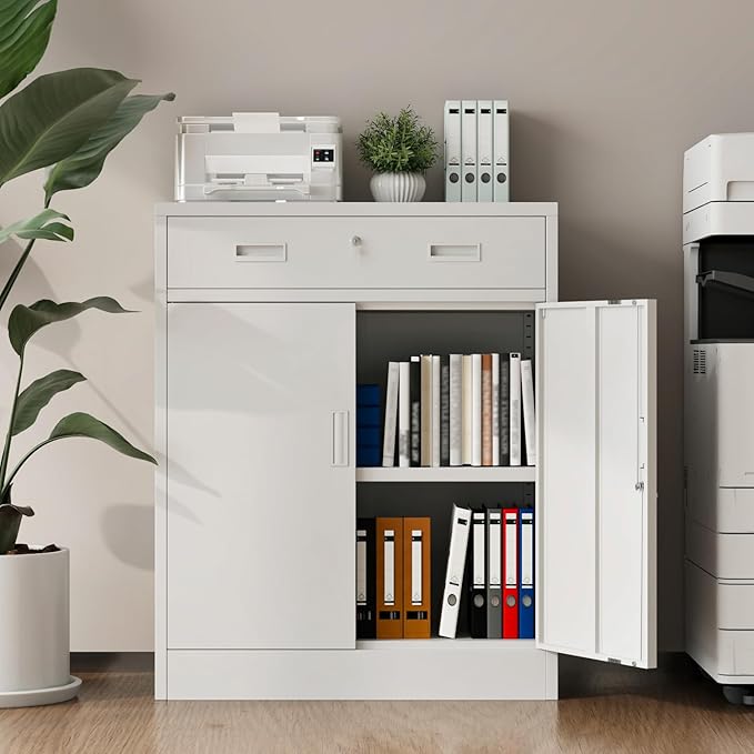 Metal Storage Cabinet with Drawer, Adjustable Shelf File Cabinet Cabinet with - Image 5