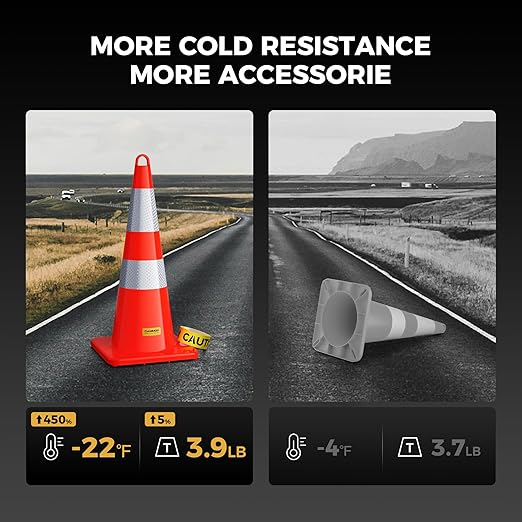 10 Pack 28 Inch Traffic Cones, from -22℉ to 131℉, MUTCD-Compliant Orange Safety - Image 2