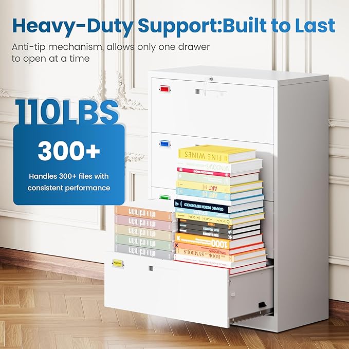 4 Drawer File Cabinet, Lateral Filing Cabinets - Image 7