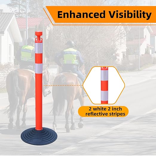 6 Pack 39 Inch Red Traffic Delineator Posts - Image 3