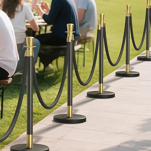 kaiyomi 8Pcs Stanchions with Black Velvet Ropes Set, 5 Feet Velvet Ropes and - Image 7