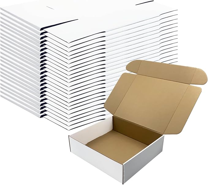 11x10x3 Inches White Shipping Boxes Set of 25，Cardboard Boxes Recyclable by Piscepio