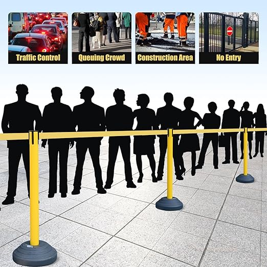 6 Pack Premium Crowd Control Stanchion Set, Heavy-Duty Base, Safety Rope - Image 9