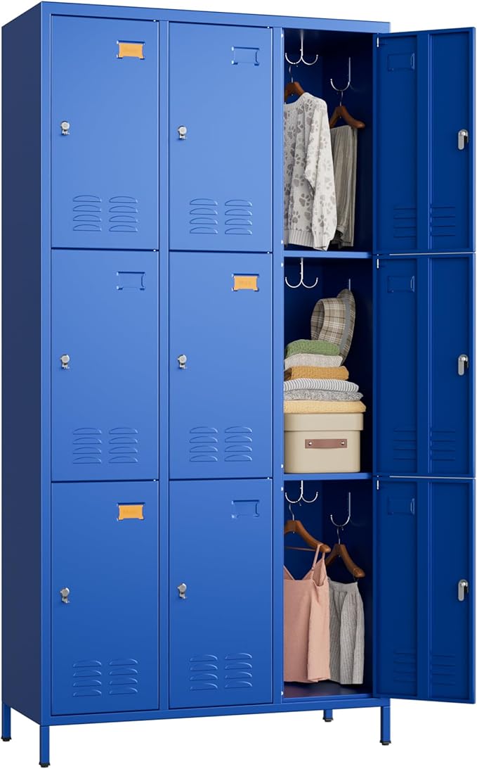 Employee Lockers with 9 Doors, Metal Locker by GANGMEIMENTALSTORAGECABINET