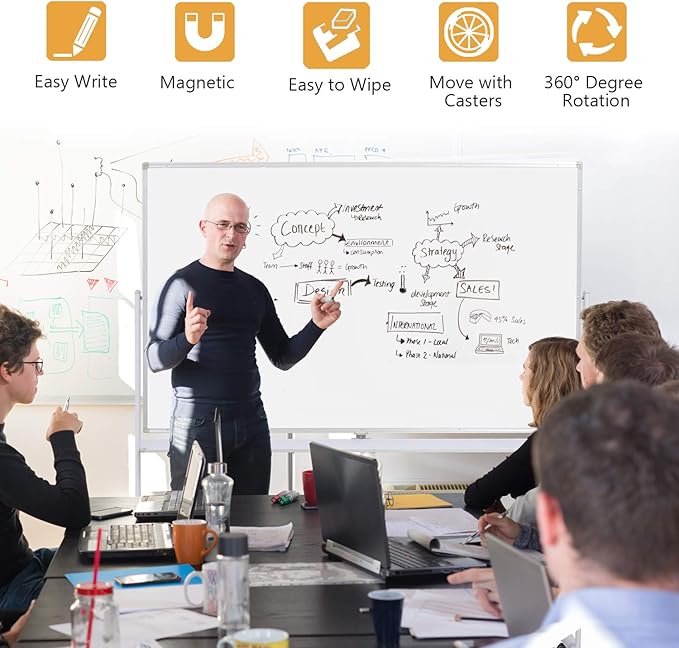H-Qprobd Mobile Whiteboard 72"x40" Magnetic Dry Erase Board - Image 3
