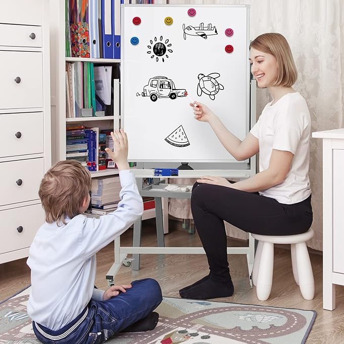 40" x 28" Mobile Dry Erase Whiteboard Double-Sided White Boards on Wheels - Image 6