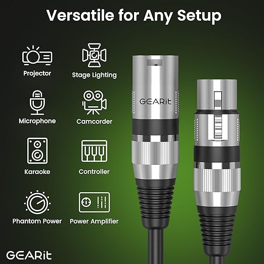 GEARit DMX to DMX Stage Lighting Cable DMX Male to Female 3-Pin Balanced - Image 3