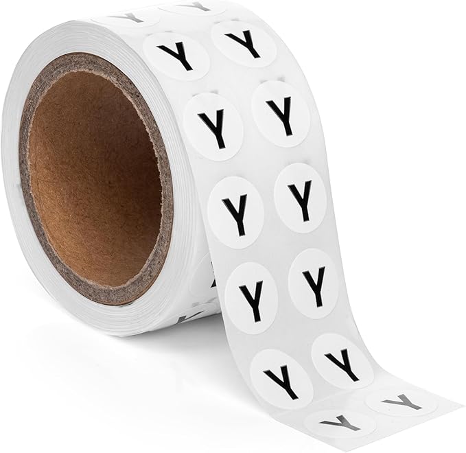 1000pcs Letter Y Stickers, 0.5" Letter Sticker Dot Labels by SutterSigns