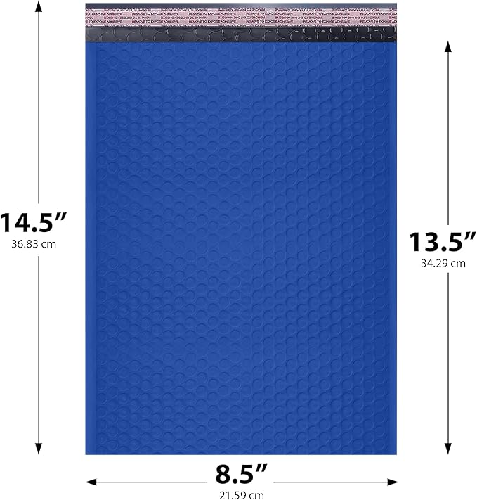 Royal Blue Poly Bubble Mailers 8.5x14.5 inch #3 | Self Seal Padded Envelopes | - Image 2
