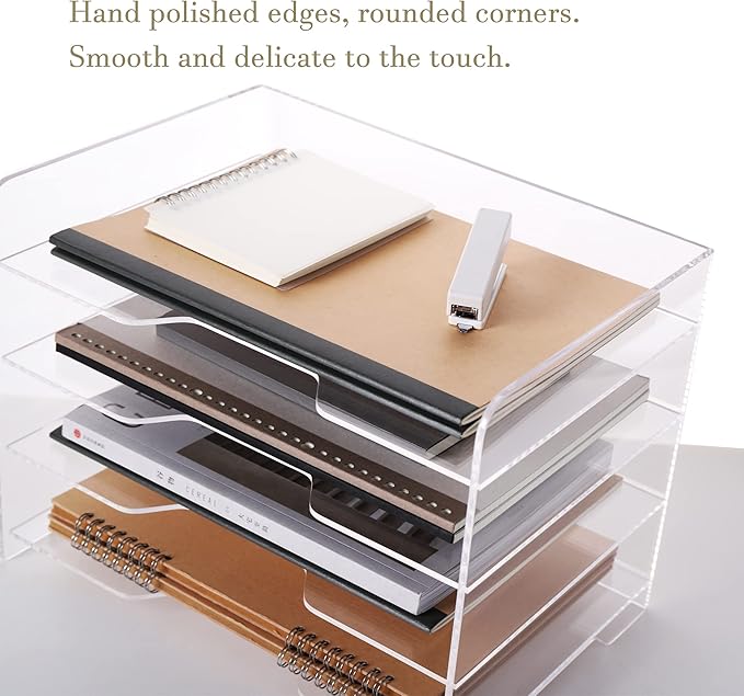Acrylic Desk Organizer, 4 Tier Paper Tray, Office Accessories - Image 4