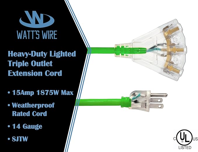 15 ft Outdoor Extension Cord Waterproof - Image 2