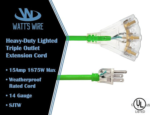 15 ft Outdoor Extension Cord Waterproof - Image 2