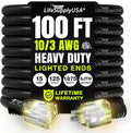 100ft Outdoor/Indoor Extension Cord 10/3 Gauge Ultra Heavy Duty 3 Prong SJTW by LifeSupplyUSA