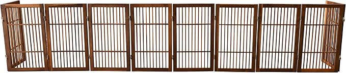 Pet Dog Gate Strong and Durable Freestanding Folding Acacia Hardwood Portable - Image 8