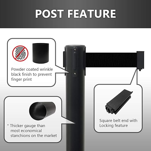 VIP Crowd Control Retractable Belt Stanchion Queue Safety Barrier Set - Image 2