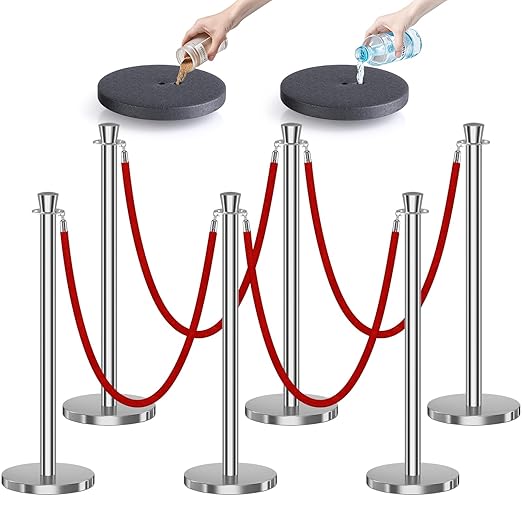 kaiyomi 6Pcs Stanchions with Red Velvet Ropes Set, 5 Feet Velvet Ropes and by KaiyomiCrowdControlSeries