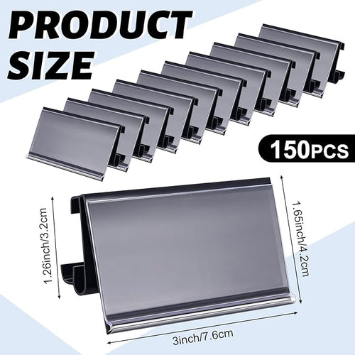 150 Pcs Wire Shelf Label Holders Plastic Wire Rack Clips 3 x 1.25 Inch Shelf - Image 2